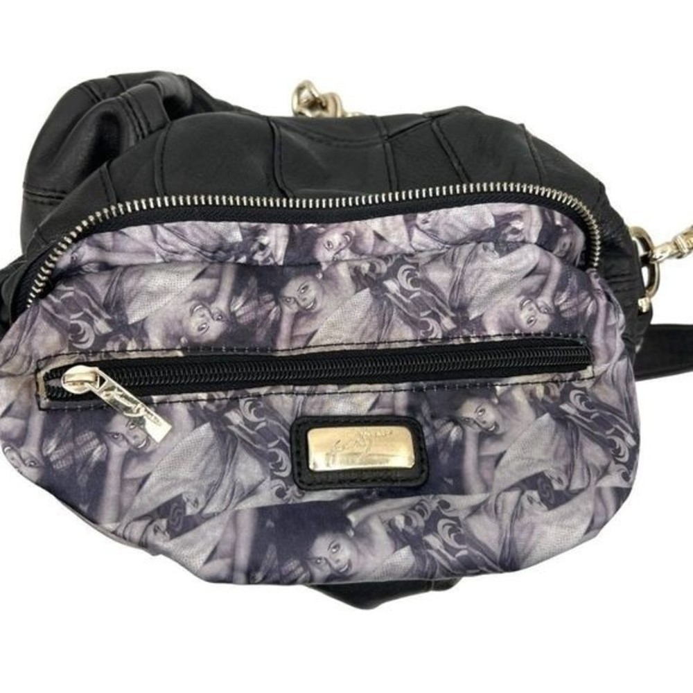 Junior Drake Black Italian Leather Gold Link Chain Slouchy Hobo Shoulder Bag - Picture 9 of 10
